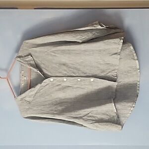 ALEXIA VON BECK Pure Linen Striped Boxy Top L